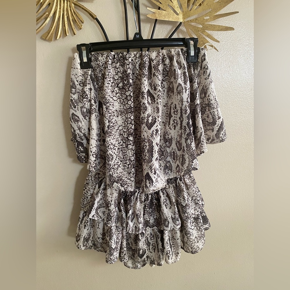 Mustard Seed Snake Print Mini Skirt - Black and White